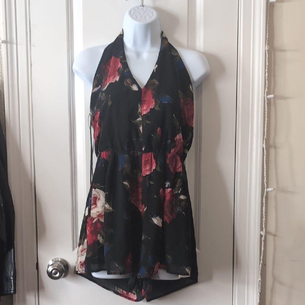 Floral Halter Neck Women's Romper